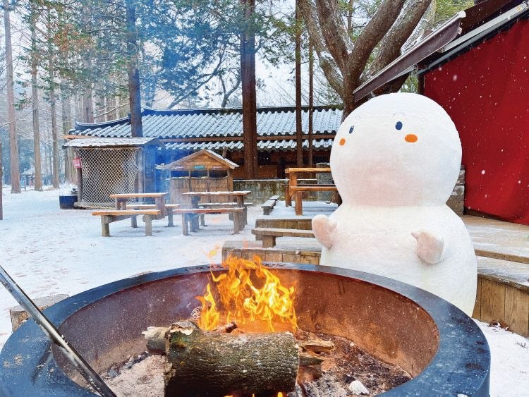 南怡岛·雪人与篝火
